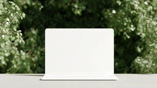 Laptop in Nature Hyperrealistic Render