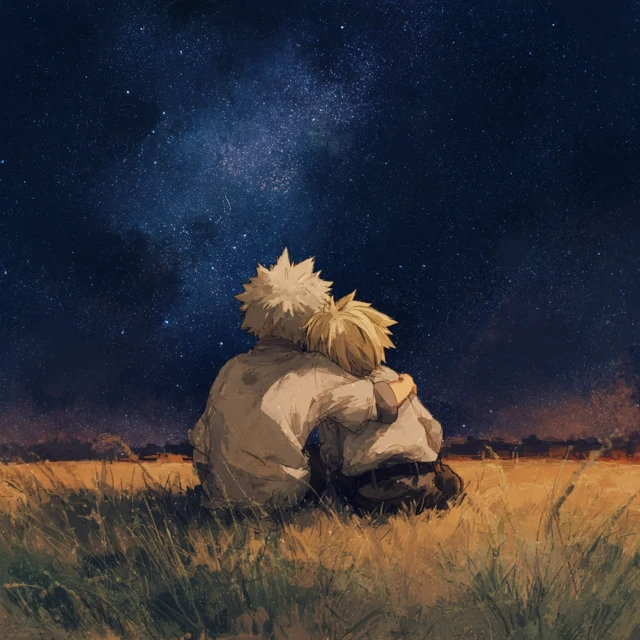 Bakugo and Kaminari Under the Stars Anime Art