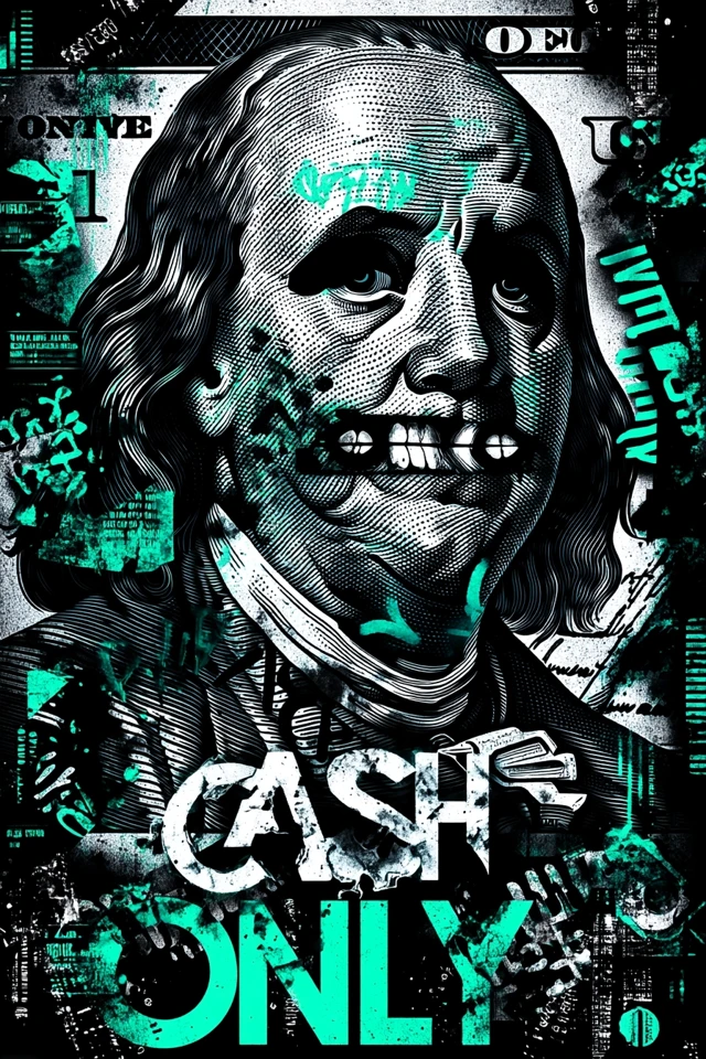 Cash Only Benjamin Franklin Poster Art