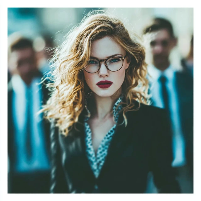 Woman with Glasses in a Crowd Photography