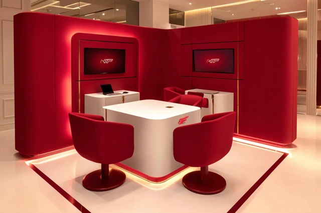 Modern Business Meeting Table Design in Red and White
