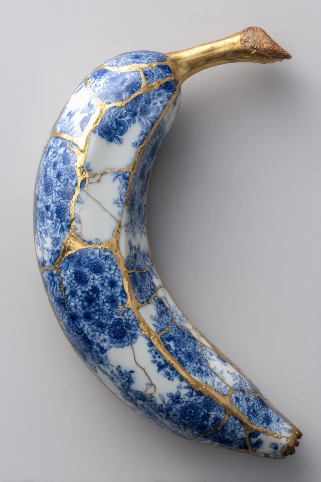 Kintsugi Banana Porcelain Art