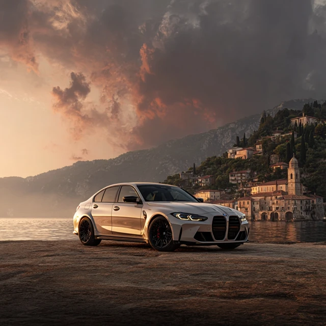 2024 BMW M3 on a Hillside View