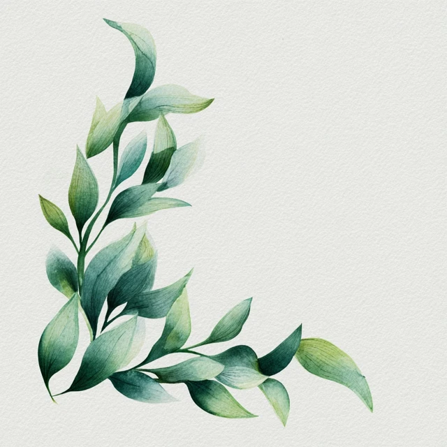 Watercolor Botanical Clipart Green Leaves Corner