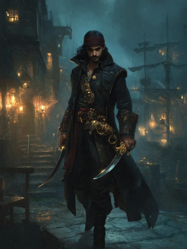 Mischievous Pirate Portrait: Night City Adventure