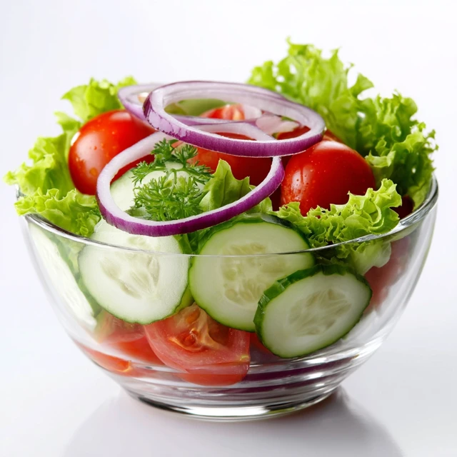 Fresh Green Salad with Tomatoes and Red Onion