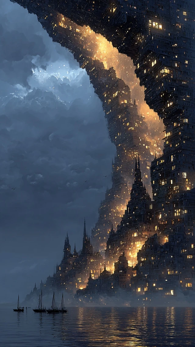 Surreal Cityscape Lovecraftian Nightmare