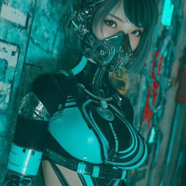 Cyberpunk VRChat Avatar Woman in 3D 4k