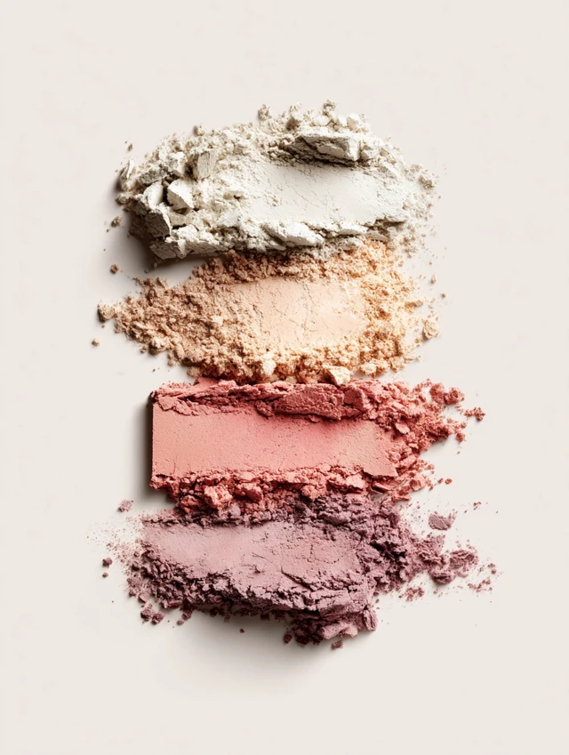 Makeup Powder Textures Swatches on White Background