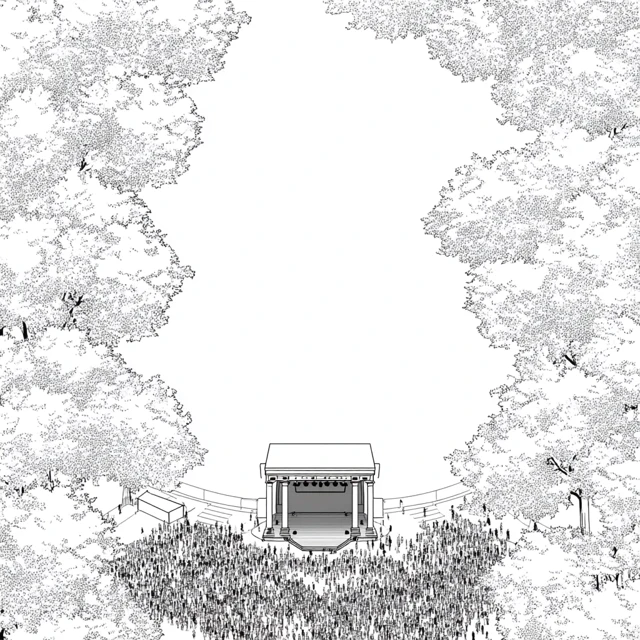 Outdoor Concert Stage Minimalist Line Art