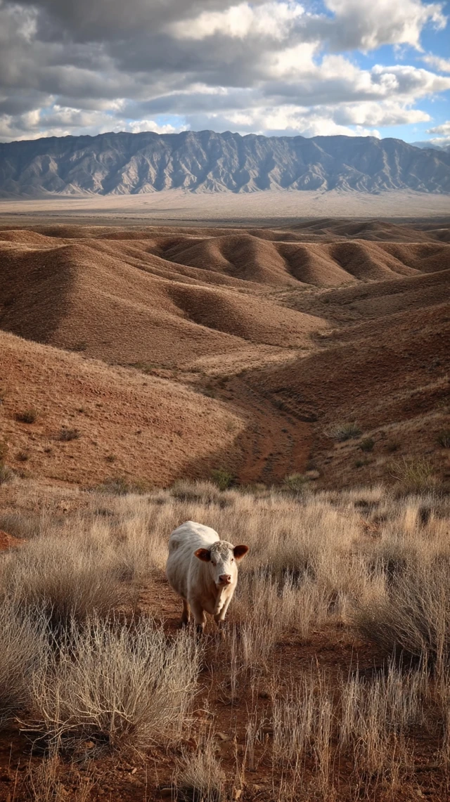 Lone Cow in the Colorado Desert Landscape