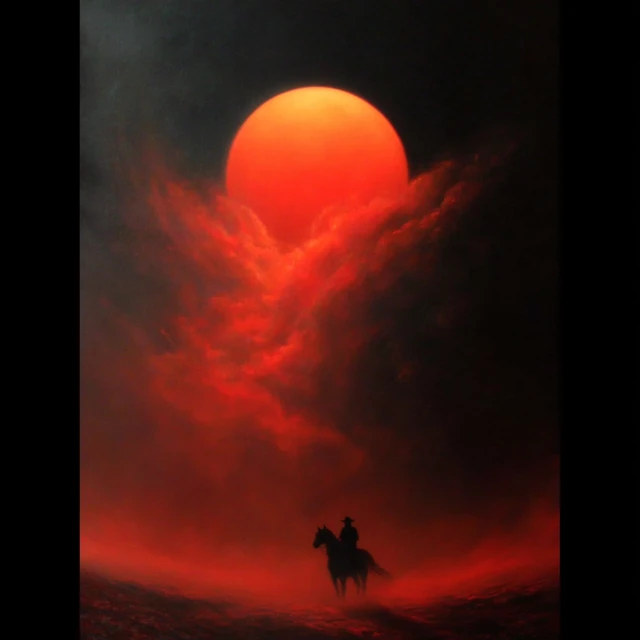 Western Movie Poster: Cowboy Sunset in the Arizona Desert