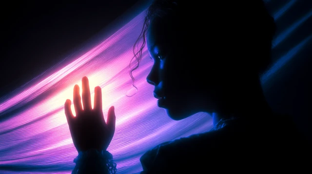 Teen Girl Silhouetted by Window Light