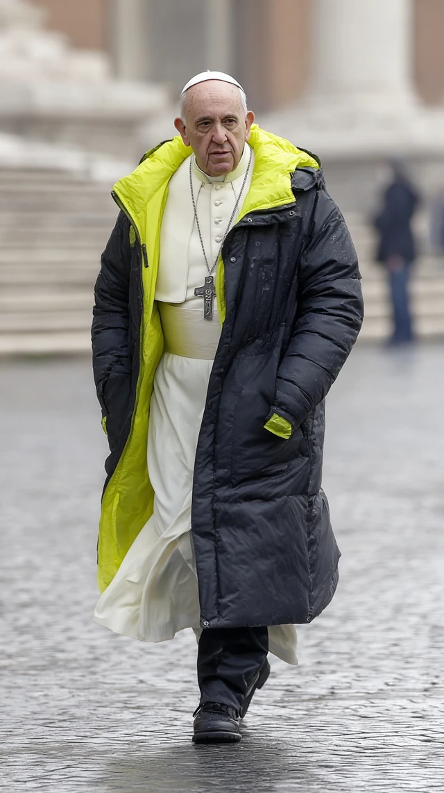 Pope in Balenciaga Puffer Coat Modern Art