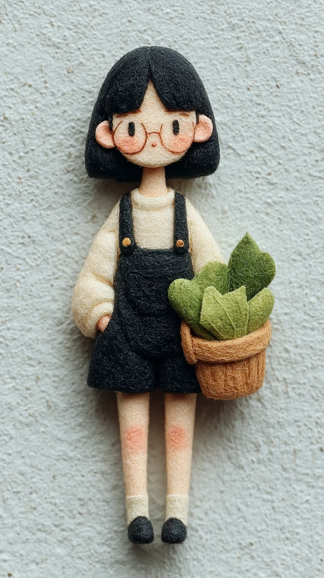 Japanese Girl Art Illustration with Bucket