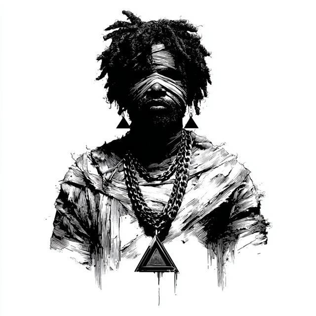 Mummy Illustration Black and White Egyptian Style