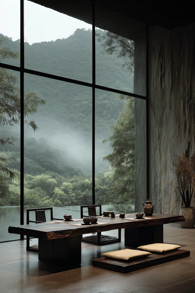 Chinese Tea Room Zen Design and Nature Views