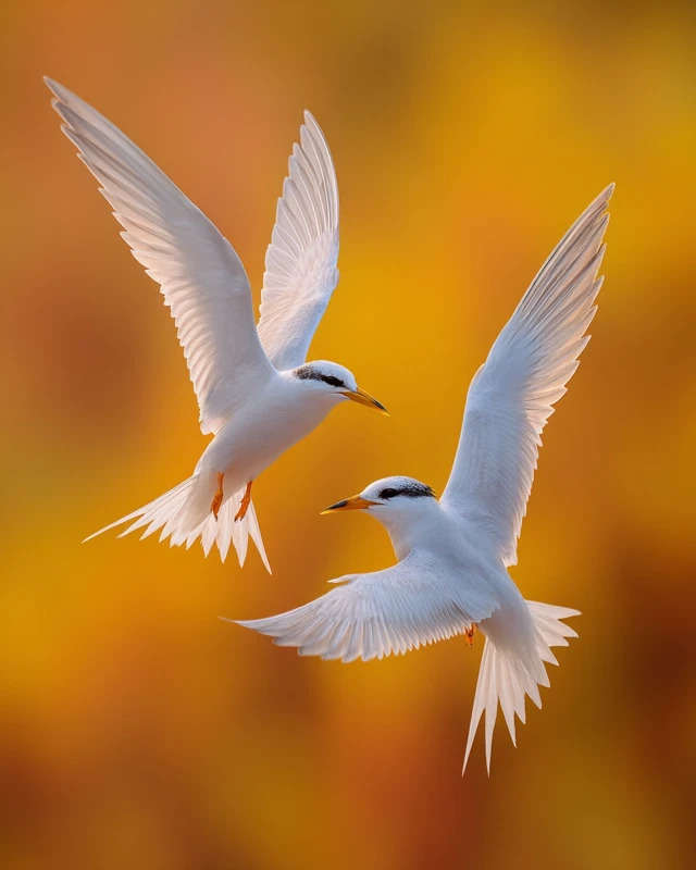 Terns in Flight Golden Hour Photography