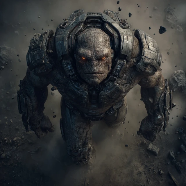 Alien Brute in Meteorite Armor Realistic 3D Render