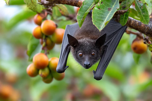 Bat Camouflaged as Fruit in Tropical Tree
