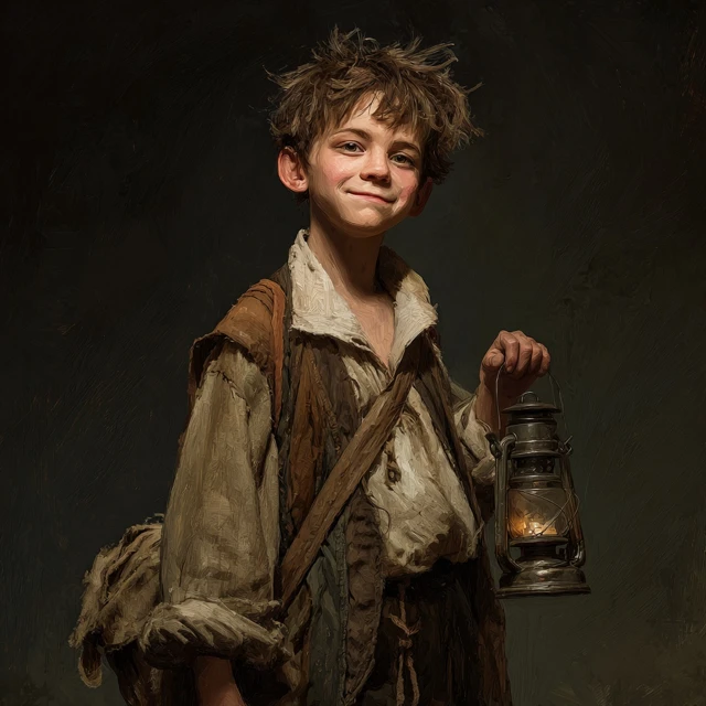 Renaissance Lamp Lighter Boy DnD Style High Definition
