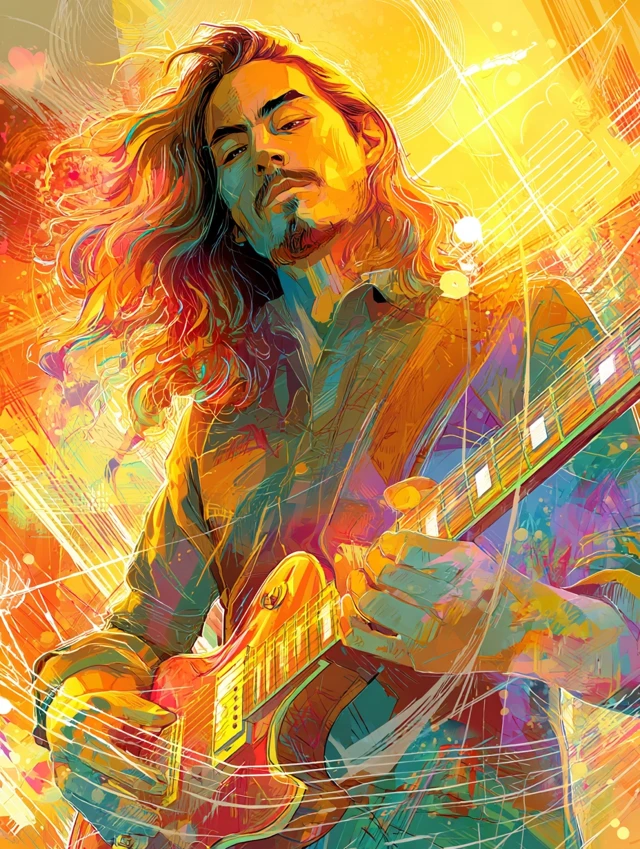 Spanish Guitarist Flamenco Music Barcelona Sunset Art