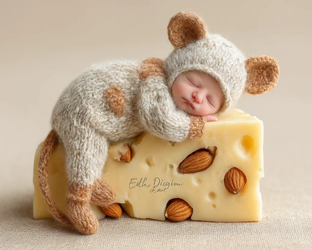 Newborn Photography Backdrop Mouse on Cheese