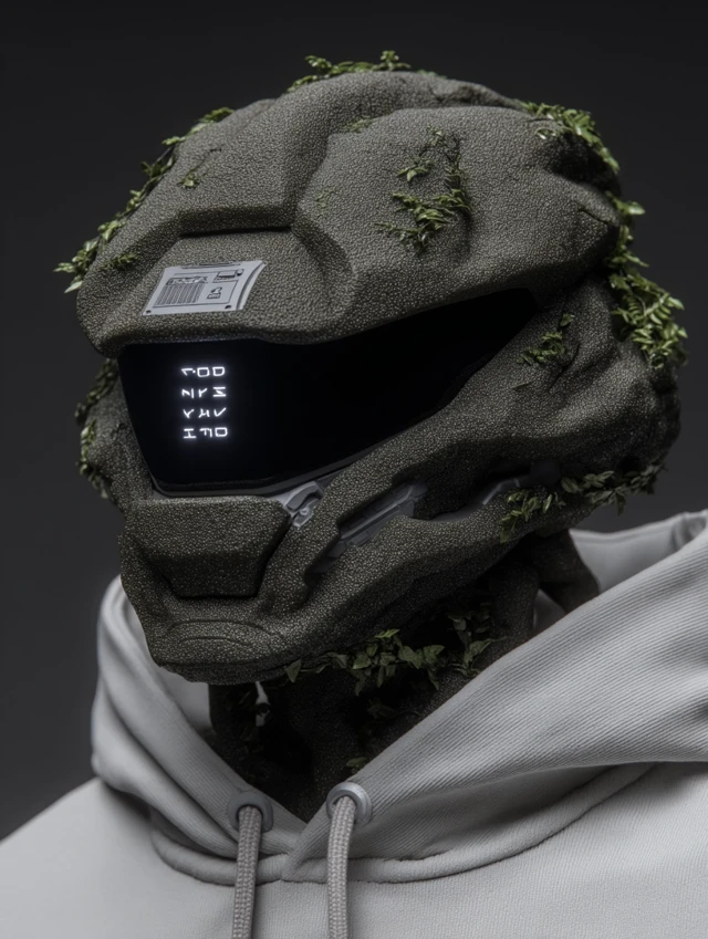 Futuristic Bio Helmet Alien Tech Fusion Portrait