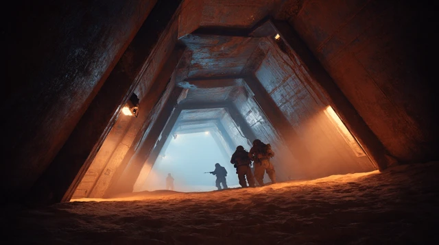 SciFi Action Scene Inside Crashed Spaceship