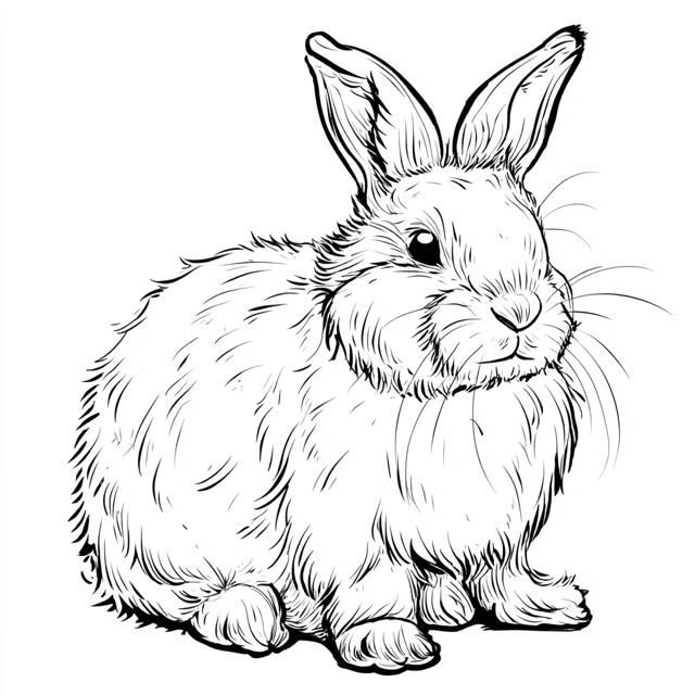 Line Art Rabbit Illustration For Coloring Book