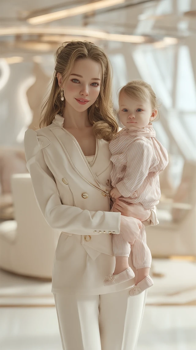 Mother and Child Portrait AI Art