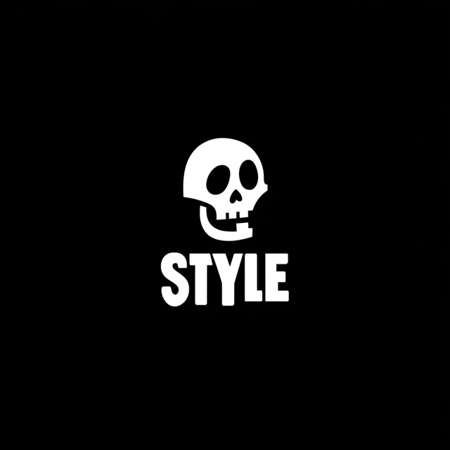 Simple Skull Icon Black and White Typography