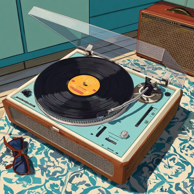 Retro Record Player Illustration Vintage Design