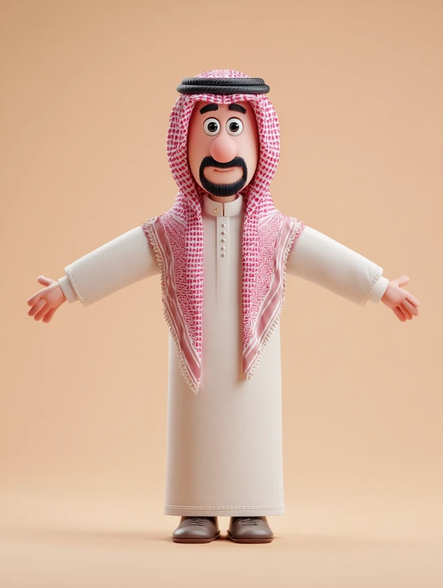 Saudi Man Pixar Style 3D Character
