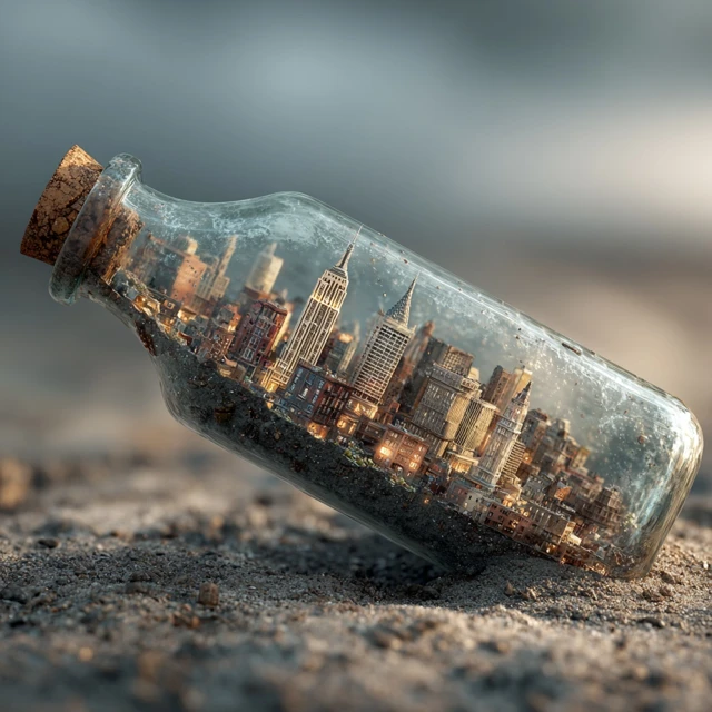 Miniature New York City in a Bottle