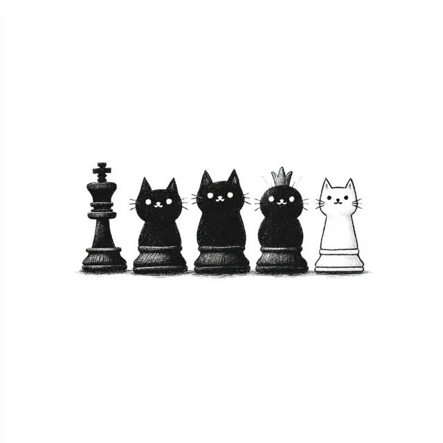 Cat Chess Pieces Vector Art for TShirts