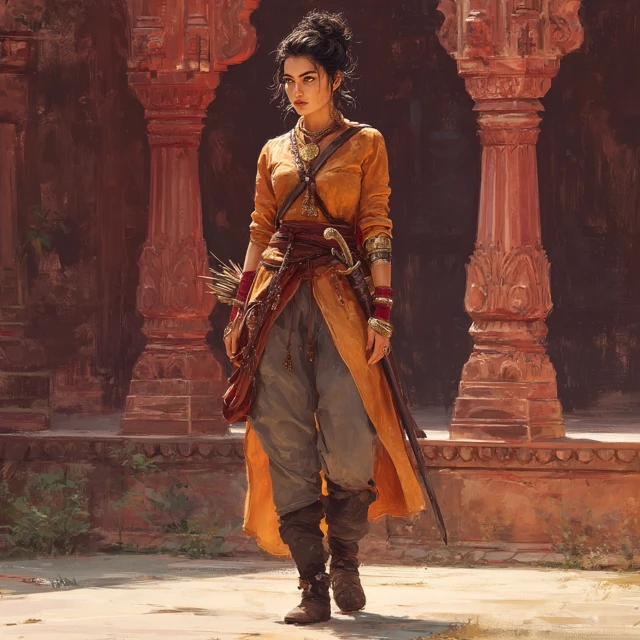 Indian Warrior Woman Fantasy Art Portrait