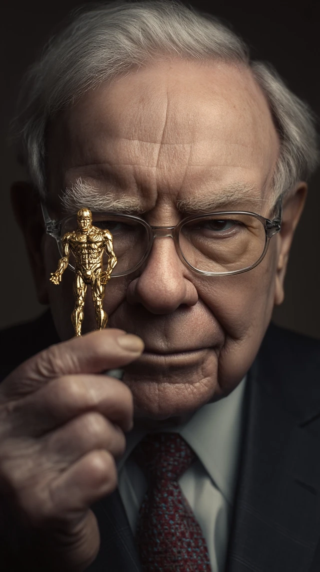 Warren Buffett Gold Statue Advertisement