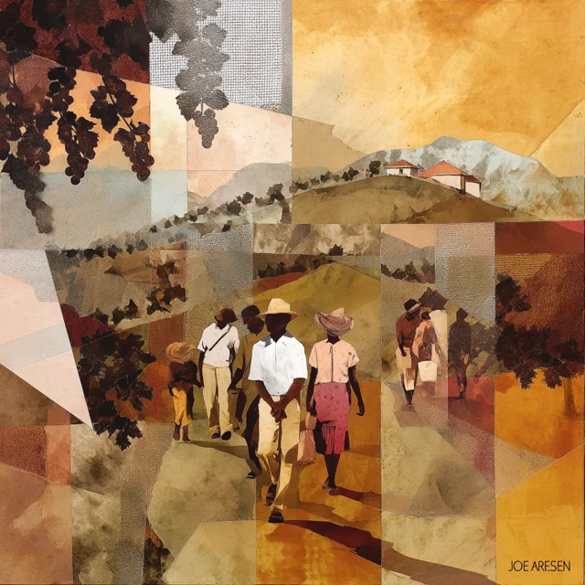 African Vineyard Workers in Stellenbosch Collage Art