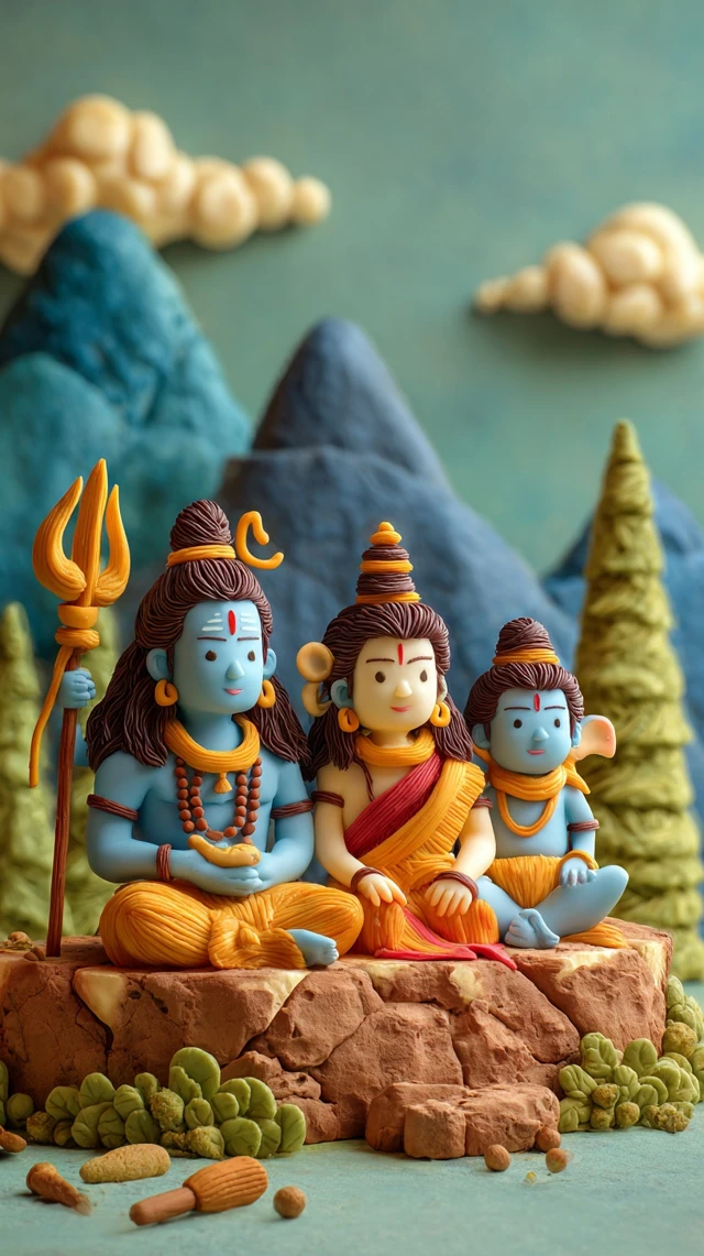 Play Dough Shiv Parivar Gods Art