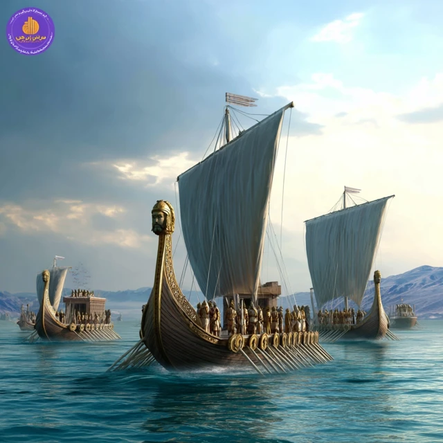 Darius the Great Inspecting Ancient Naval Fleet