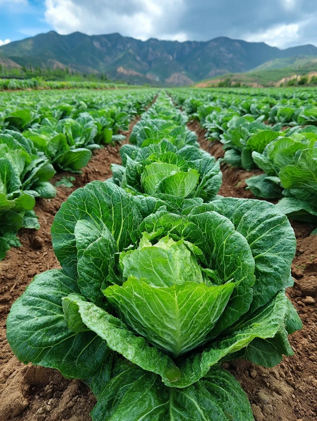 Lush Lettuce Field Realistic Landscape View