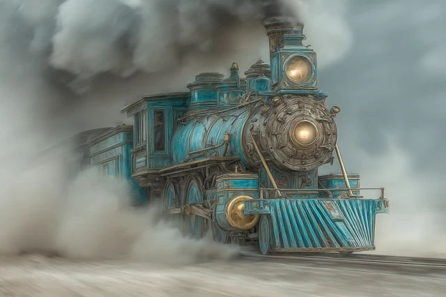 Steam Circus Train in Motion Leonardo da Vinci Style
