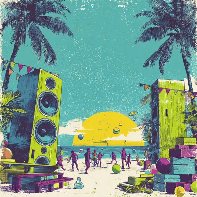 Beach Party Poster Illustration Retro Vibes