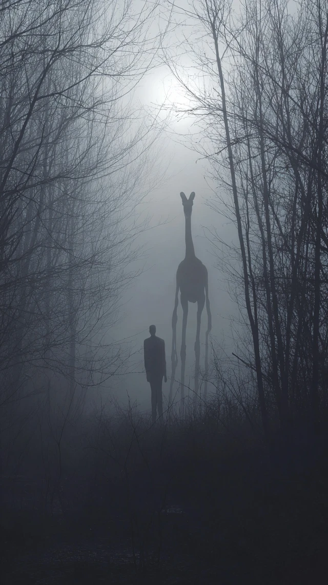 Slenderman Megafauna Creature in a Dark Forest