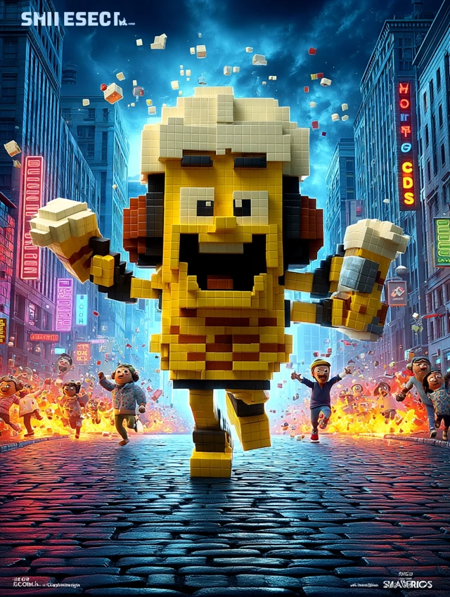 Pixels Voxel Beer Mug Poster 90s Inspired
