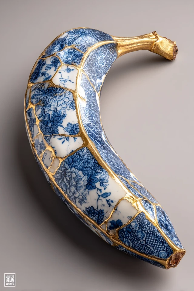 Kintsugi Banana Porcelain Art