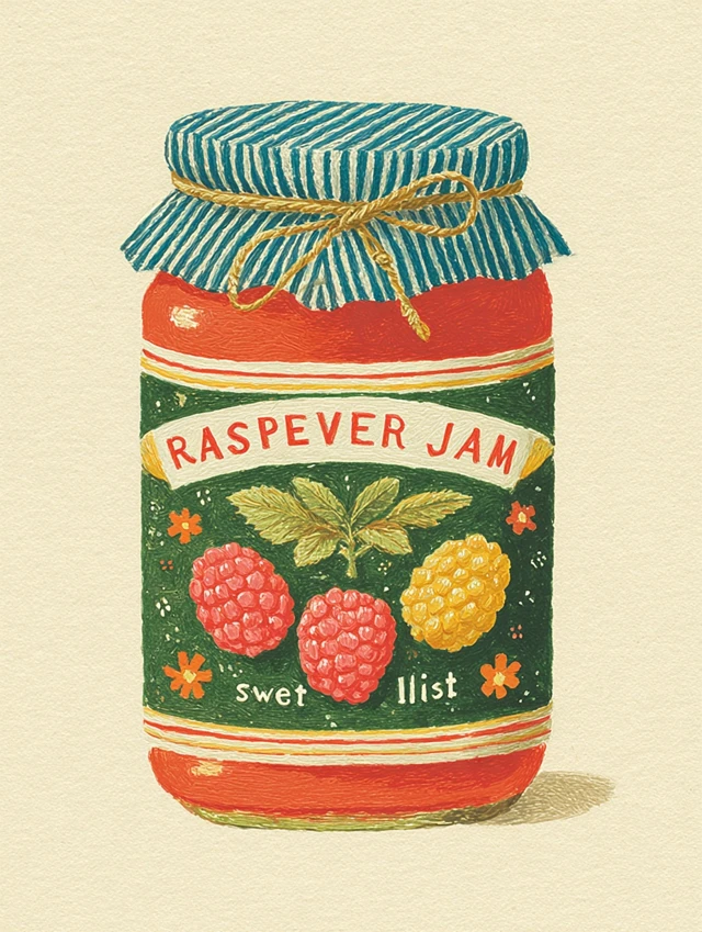 Vintage Raspberry Jam Illustration Cozy Sweet