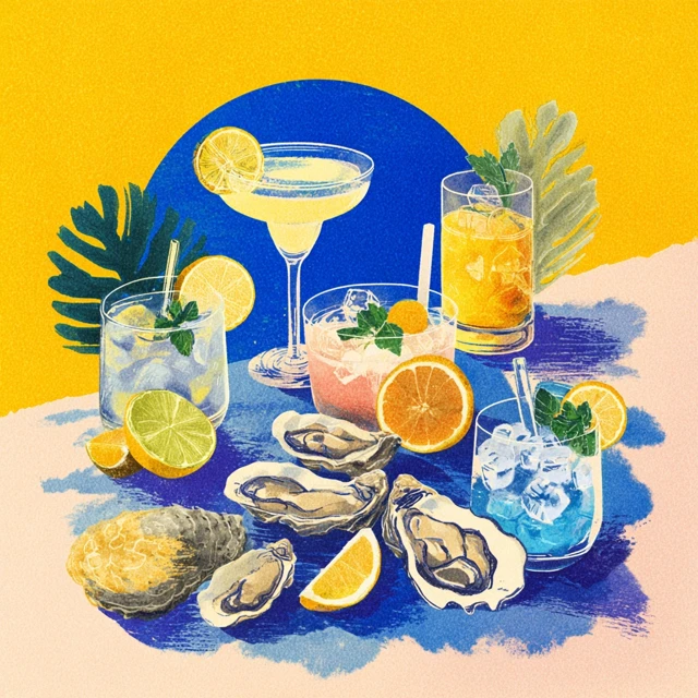 Oysters and Cocktails Refreshing Summer Poster