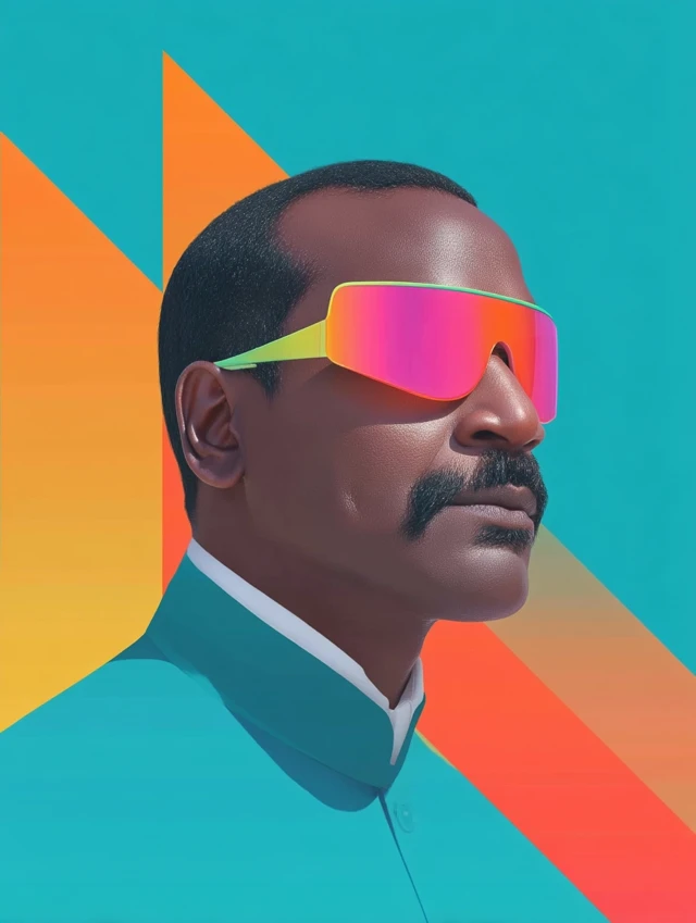Modern Portrait: Androgynous Person with Neon Sunglasses